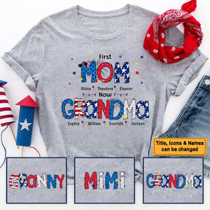 Happiness Is Being A Mom Grandma - Family Personalized T-shirt