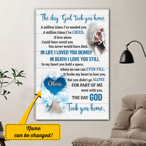 The Day God Took You Home Personalized Poster