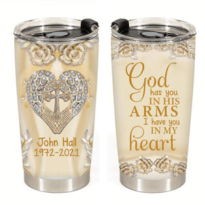 God Has You In His Arms Personalized Tumbler