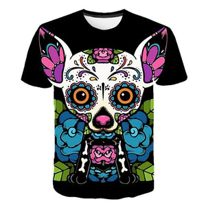 3D Color Dog Print T-shirt