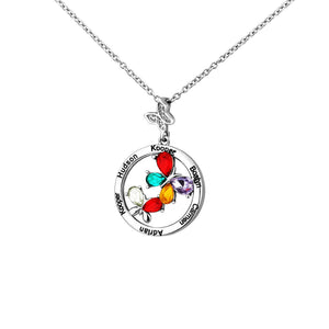 Butterfly 12 Birthstone Personalized Necklace