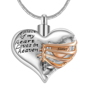 A Piece Of My Heart Lives In Heaven Memorial Necklace