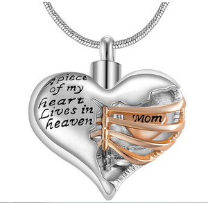 A Piece Of My Heart Lives In Heaven Memorial Necklace