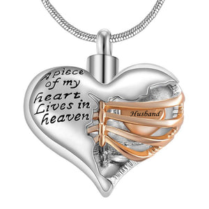 A Piece Of My Heart Lives In Heaven Memorial Necklace