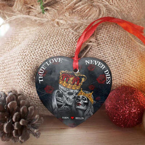 True Love Never Die, Skull Couple Heart Personalized Ornament