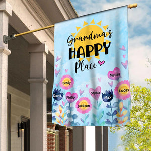 Grandma's Happy Place Personalized Garden House Flag