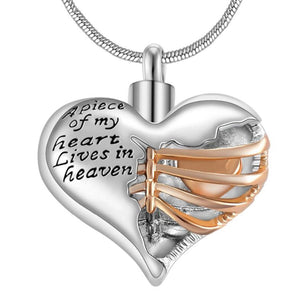 A piece of my heart lives in heaven - Urn Pendant Necklace