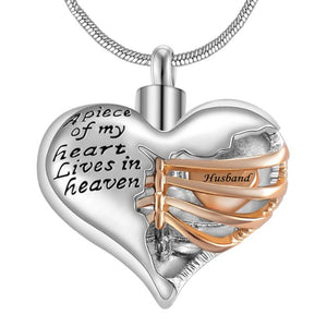 A piece of my heart lives in heaven - Urn Pendant Necklace