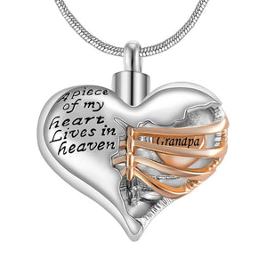 A piece of my heart lives in heaven - Urn Pendant Necklace