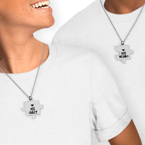 To My Man - His Crazy Her Weirdo Puzzle Piece Necklaces Couple Necklace