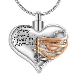 A piece of my heart lives in heaven - Urn Pendant Necklace