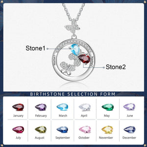 Butterfly 12 Birthstone Personalized Necklace