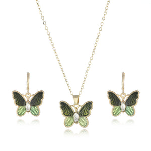 Butterfly Necklace Earrings Jewelry Set