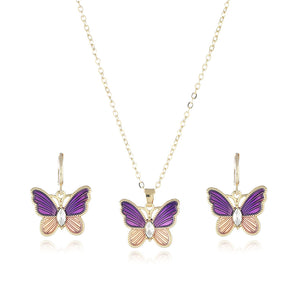 Butterfly Necklace Earrings Jewelry Set
