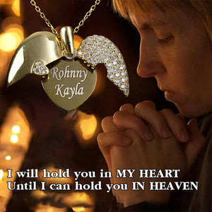Personalized Name Opening Closing Hearts Wings Necklace