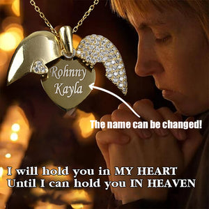 Personalized Name Opening Closing Hearts Wings Necklace