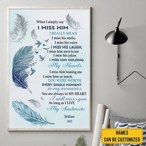 When I Simply Say I Miss Him Canvas, Loss Of Loved One, Remembrance Gift
