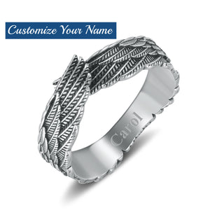 Personalized Name Angel Wing Ring