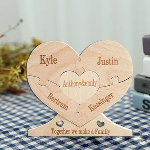 Personalized Wooden Heart Puzzle Heart Decor