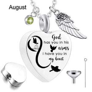 Heart Urn Necklace with Birthstone