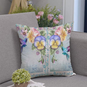 Blue Purple Hummingbird Flying Pillow Case 18*18''