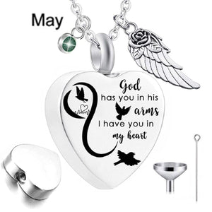 Heart Urn Necklace with Birthstone