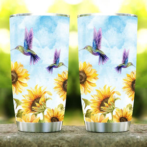 Hummingbird and Sunflower Stainless Steel Tumbler