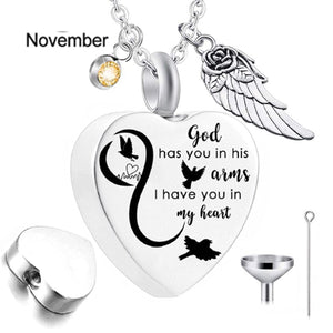Heart Urn Necklace with Birthstone