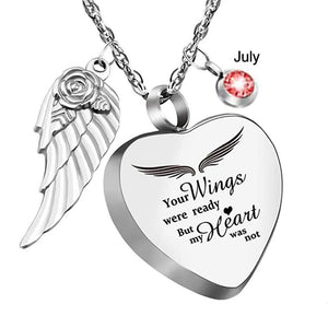 Your Wings were Ready My Heart was Not Heart Urn Necklace