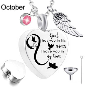 Heart Urn Necklace with Birthstone