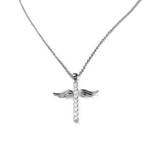 To My Daughter Angel Wings Cross Necklace