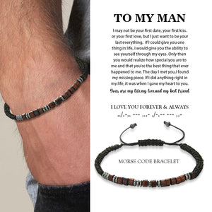 To My Man -I Love You Forever & Always Morse Code Bracelet