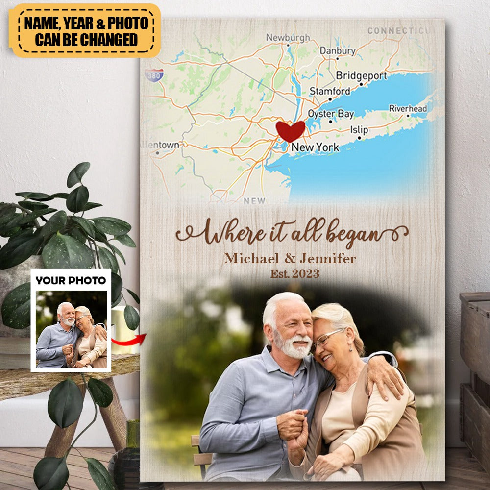 Custom Photo The Beginning Of Forever - Couple Personalized Custom Canvas