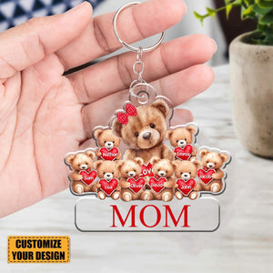 Grandma Mama Bear With Little Bear Kids Personalized Acrylic Keychain