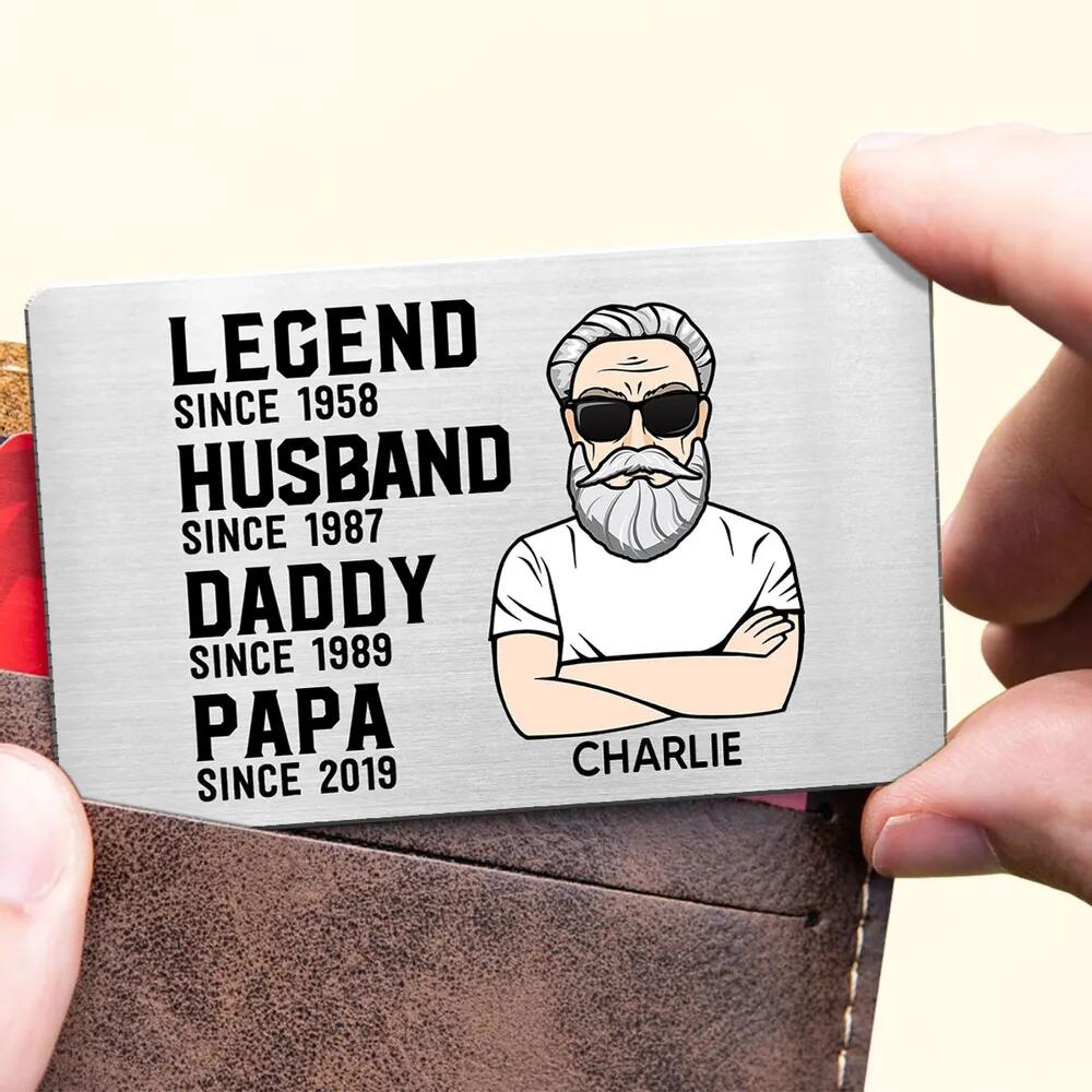 The Legend Grandpa Old Man Gift For Grandpa Personalized Metal Card