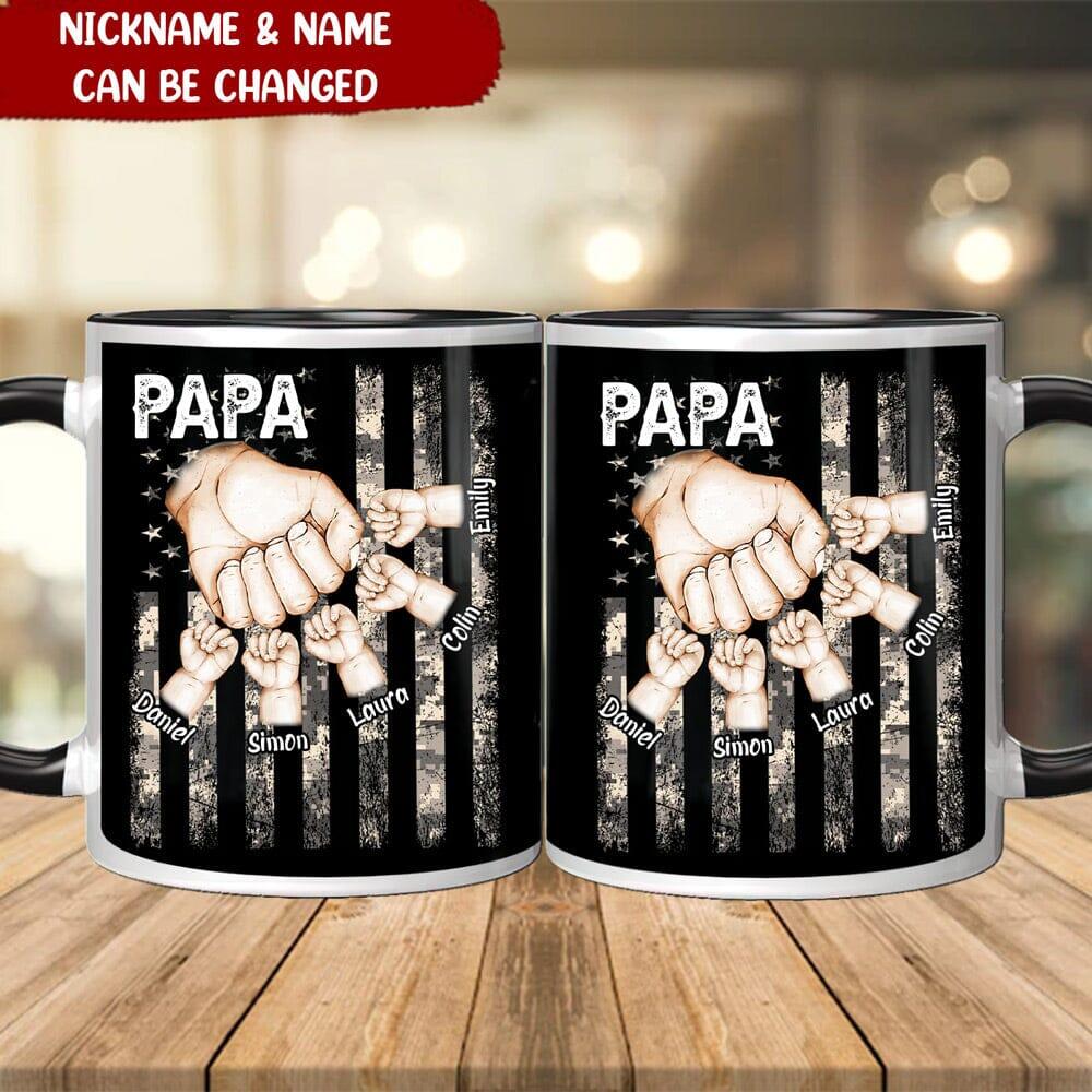 Family Papa Daddy Hands To Hands Kids Personalized Mug
