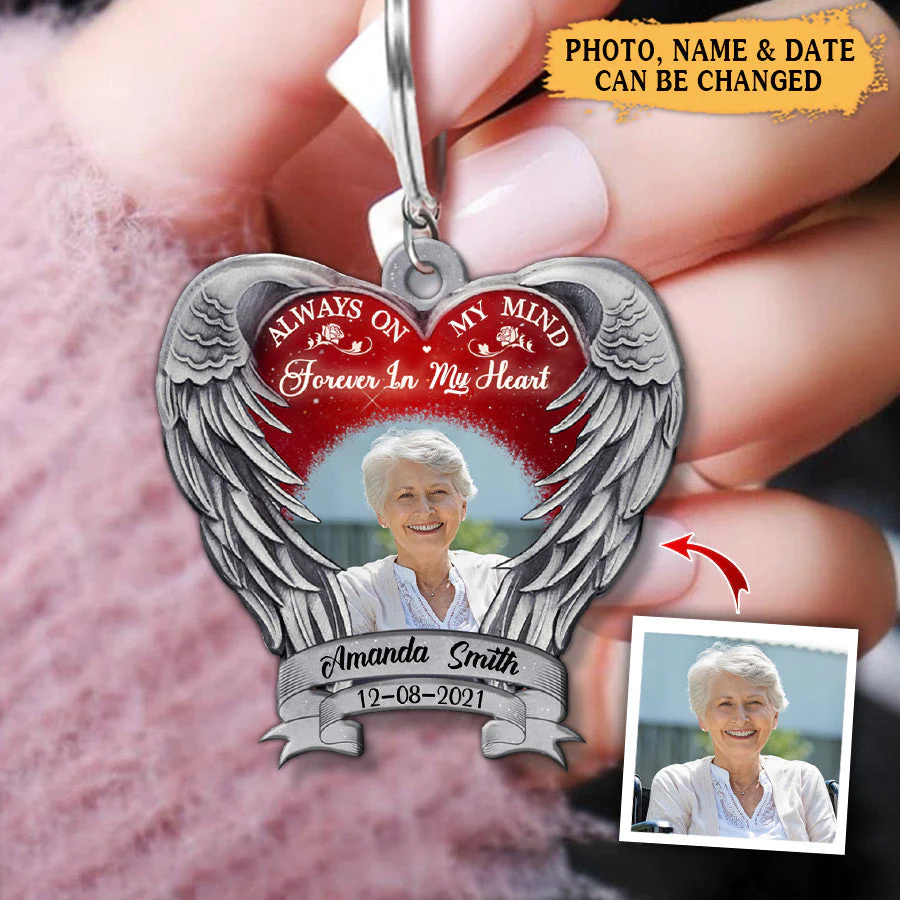 Personalized Upload Image Always On My Mind Forever In My Heart Keychain
