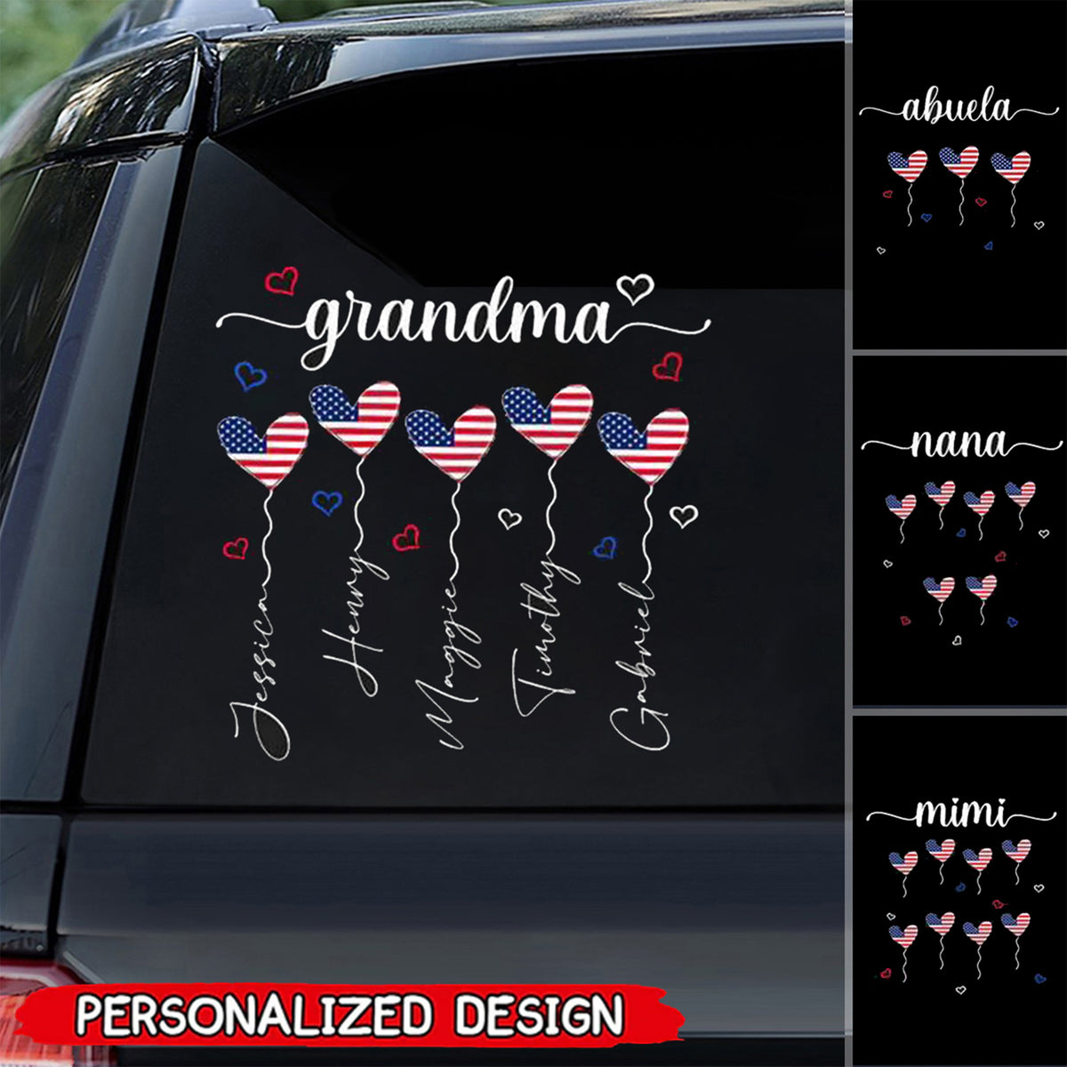 Grandma Heart Balloon Independence Day Personalized Sticker