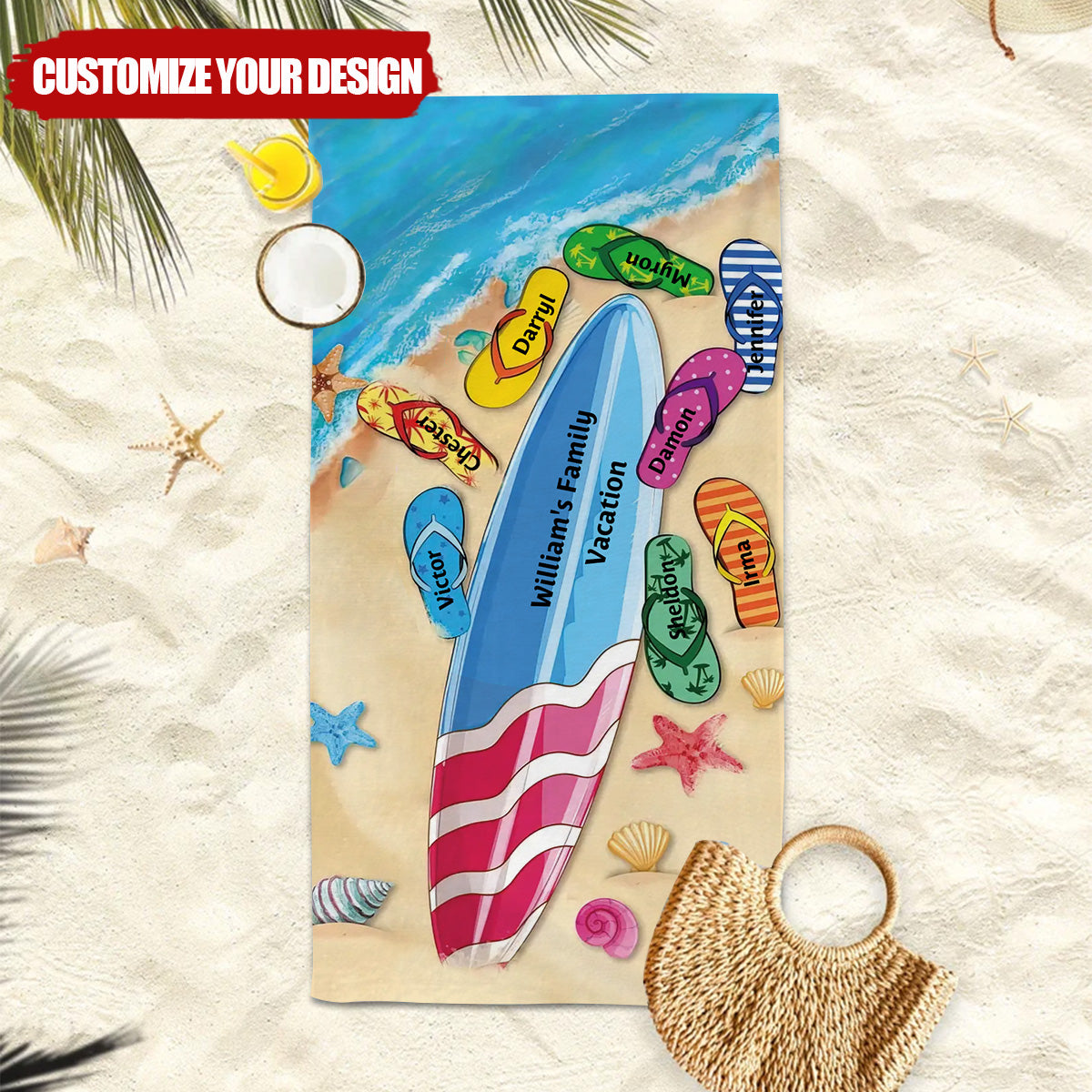 Best Summer Ever -Personalized Beach Towel, Summer Gift For Family