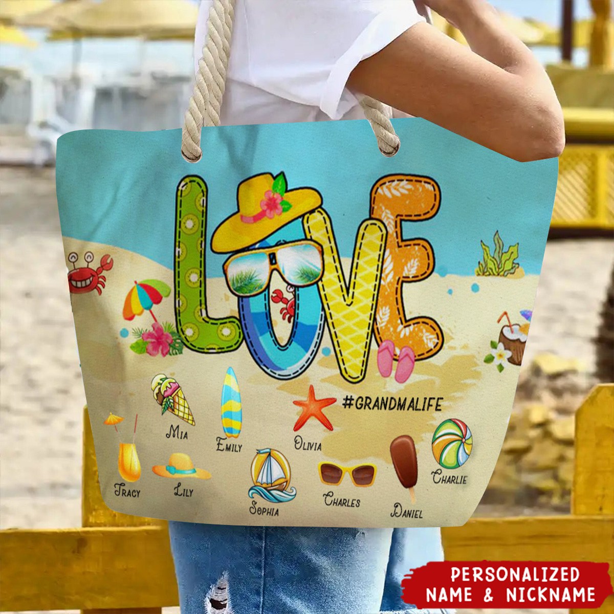 Love Grandmalife Summer Loving Beach Personalized Bag