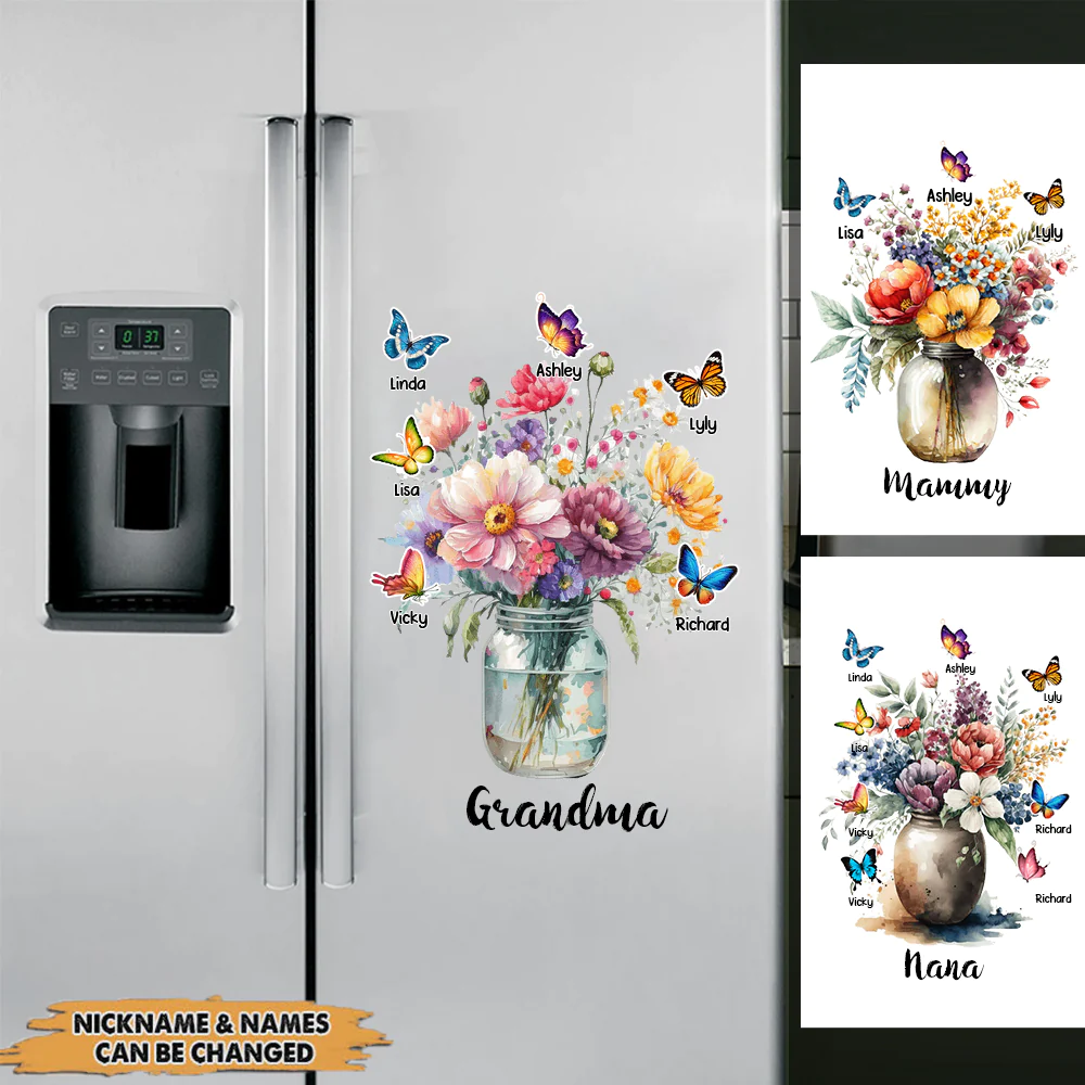 Vase of Flowers With Butterflies Personalized Sticker