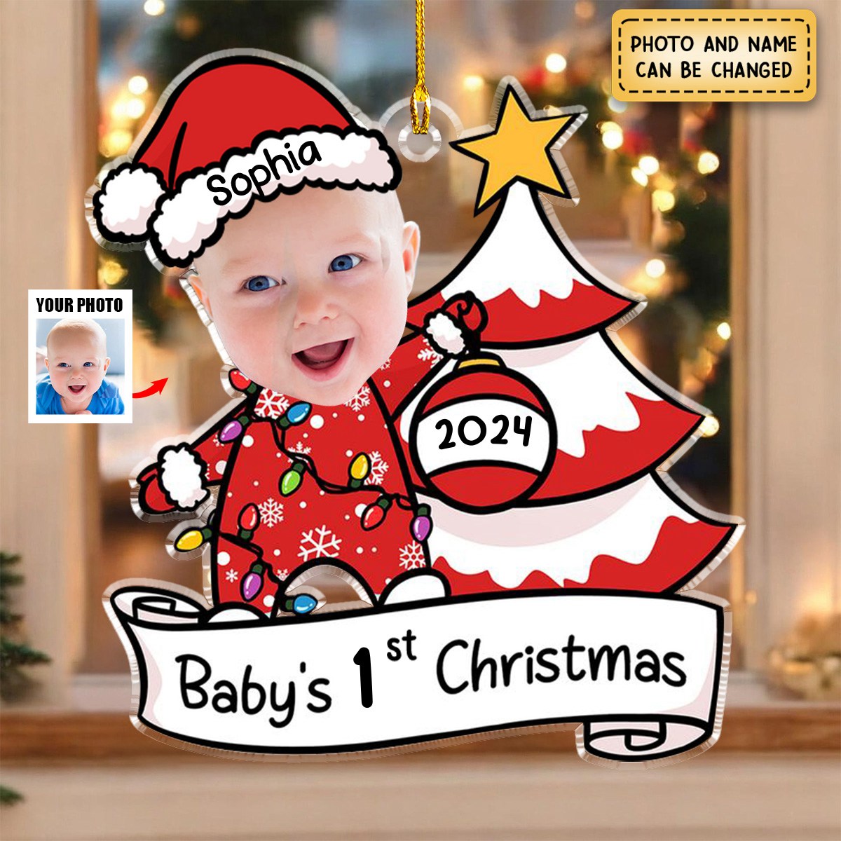 Baby's First Christmas - Personalized Acrylic Photo Ornament