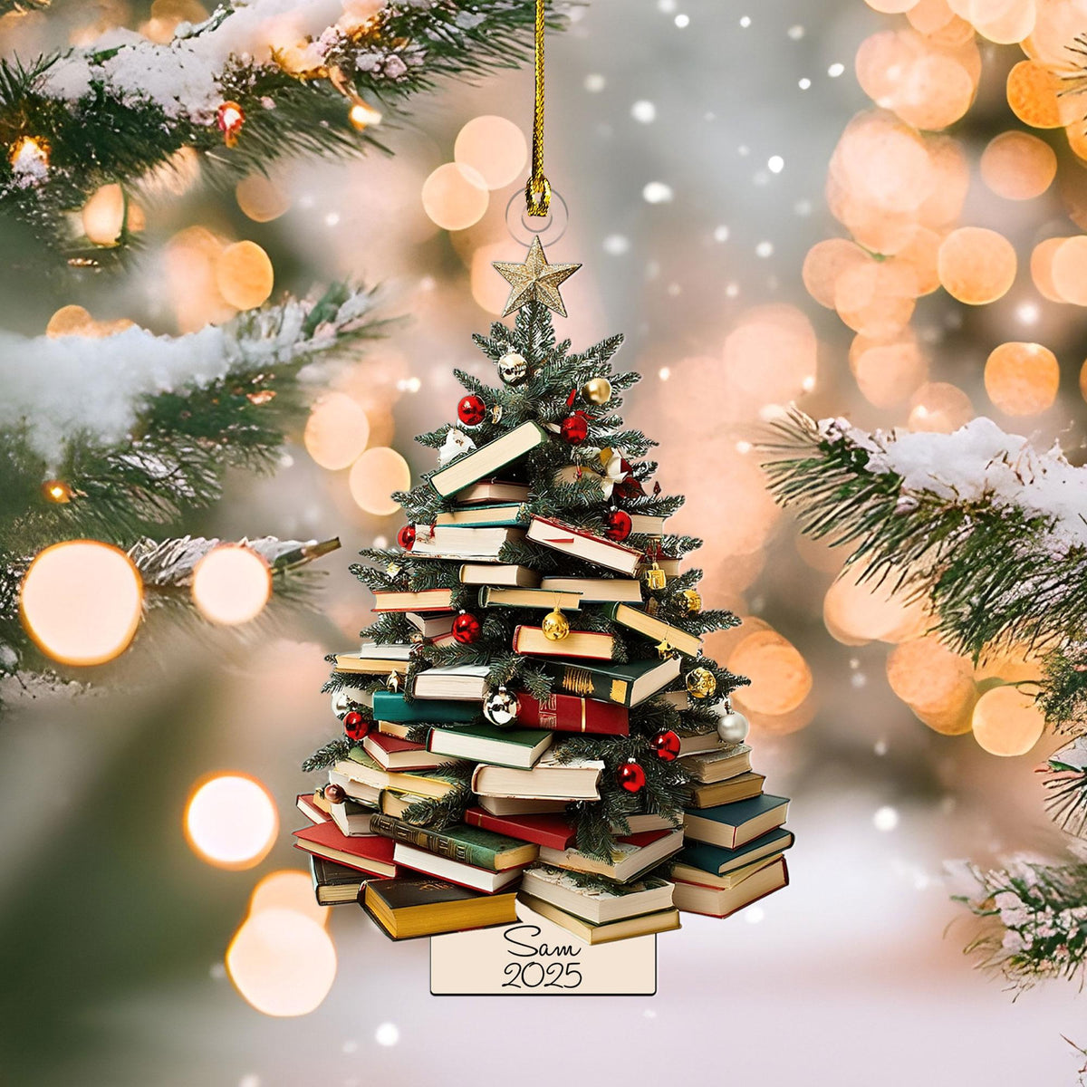 Personalized Book Lover Christmas Tree Ornament