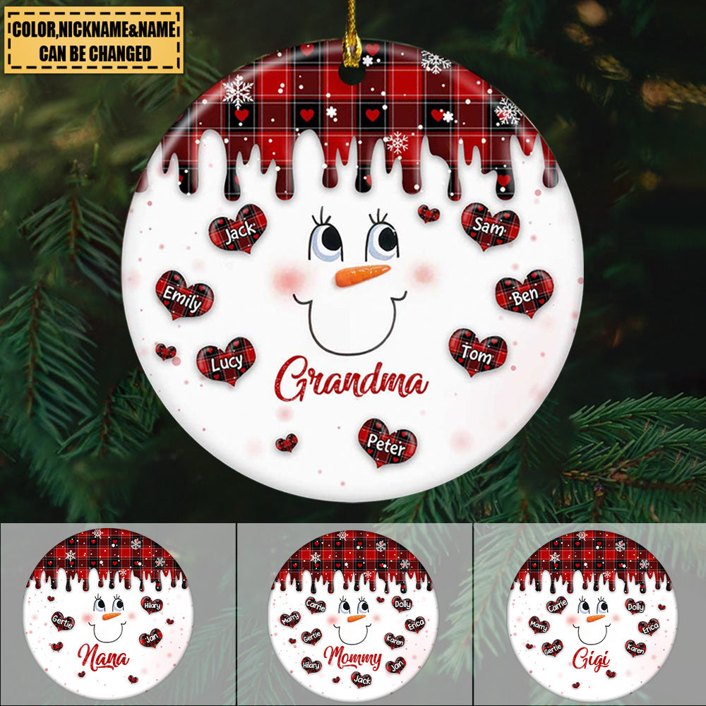 Cute Christmas Snowmy Grandma Mom Little Heart Kids Personalized Ornament