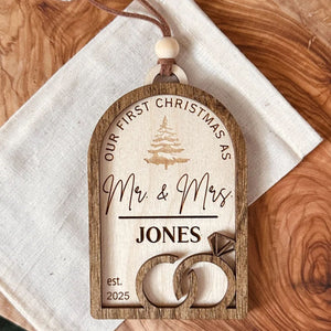 First Christmas As Mr. And Mrs. - Personalized Newlywed Ornament