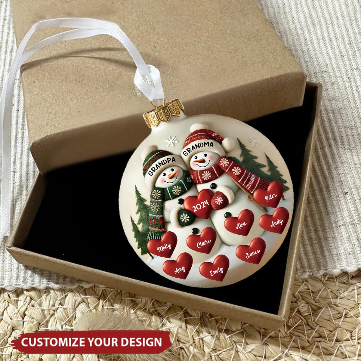 Grandpa&Grandma Dad&Mom Merry Christmas - Personalized Custom Ornament