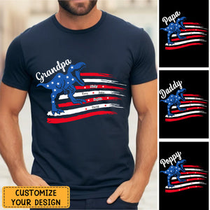 Gift For Dinosaur Grandpa July 4th Personalized T-shirt