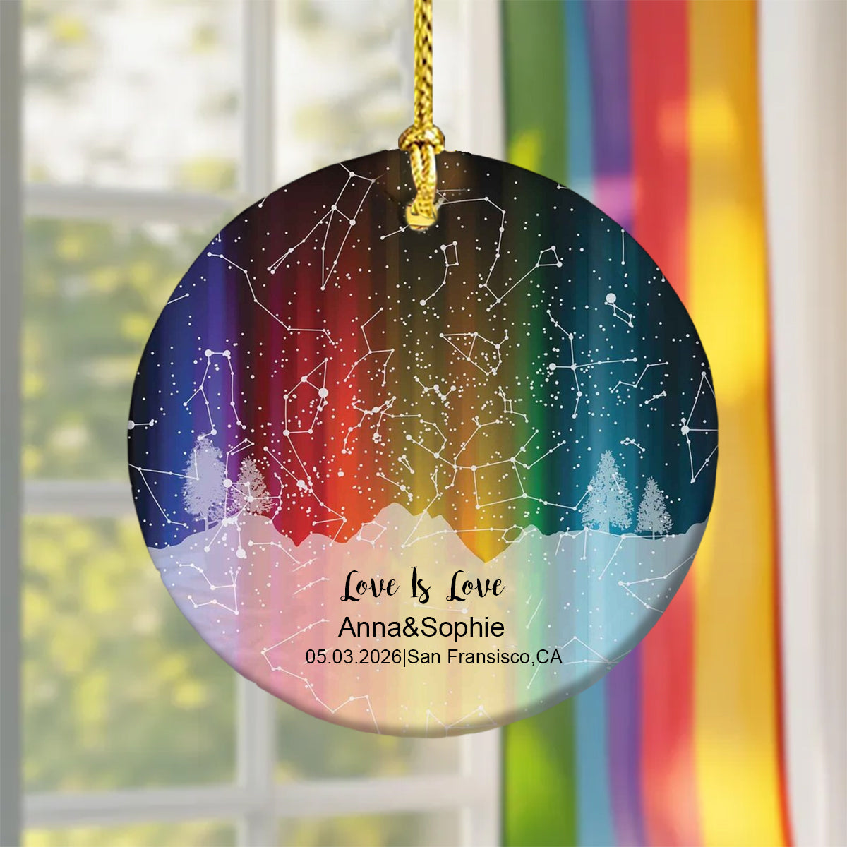 Personalized LGBT Star Maps Ornament, Pride Month, Anniversary Gift