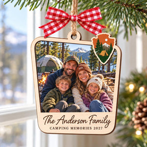 Personalized Camping Adventure Wooden Christmas Ornament
