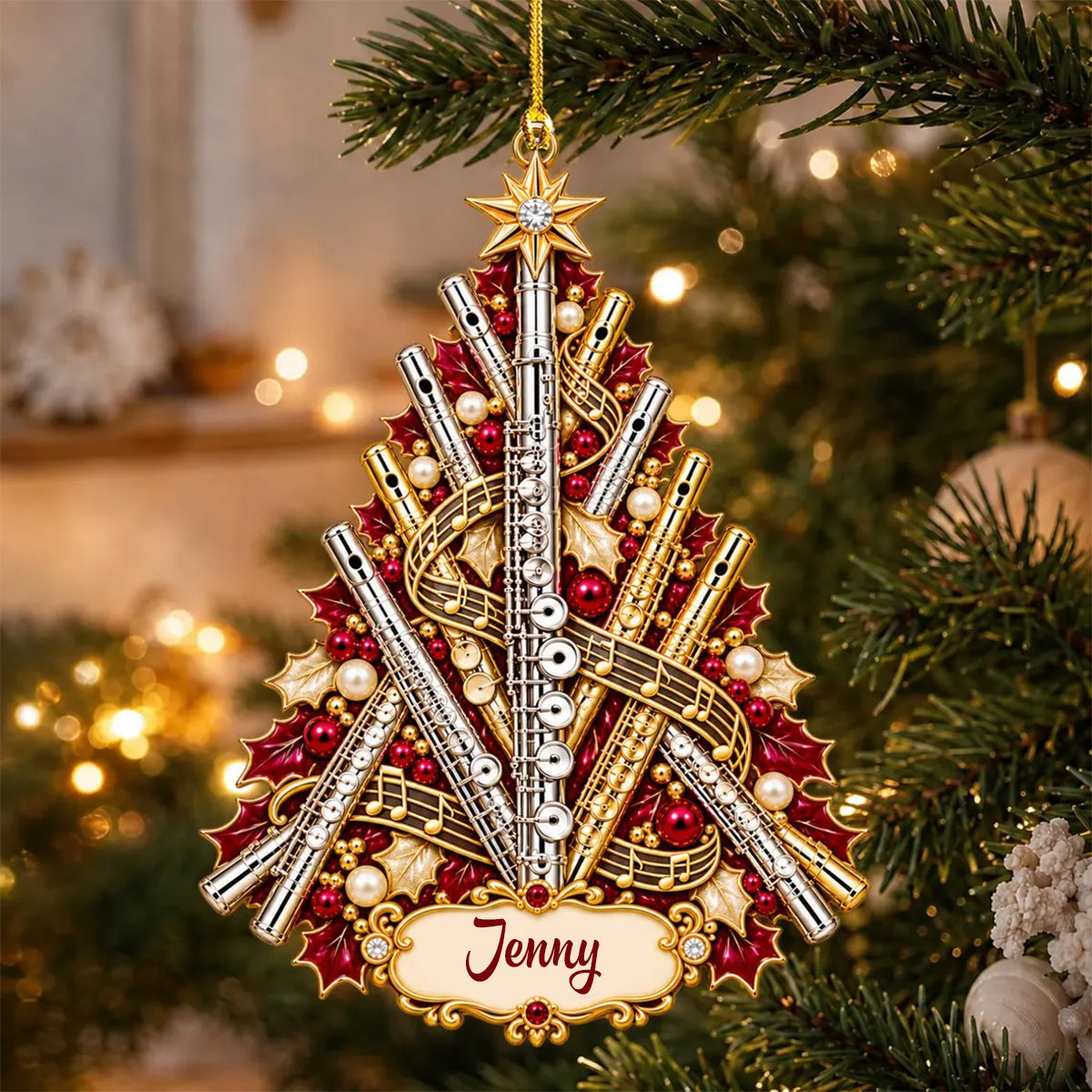 Personalized Flute Christmas Ornament,Gift For Flute Players